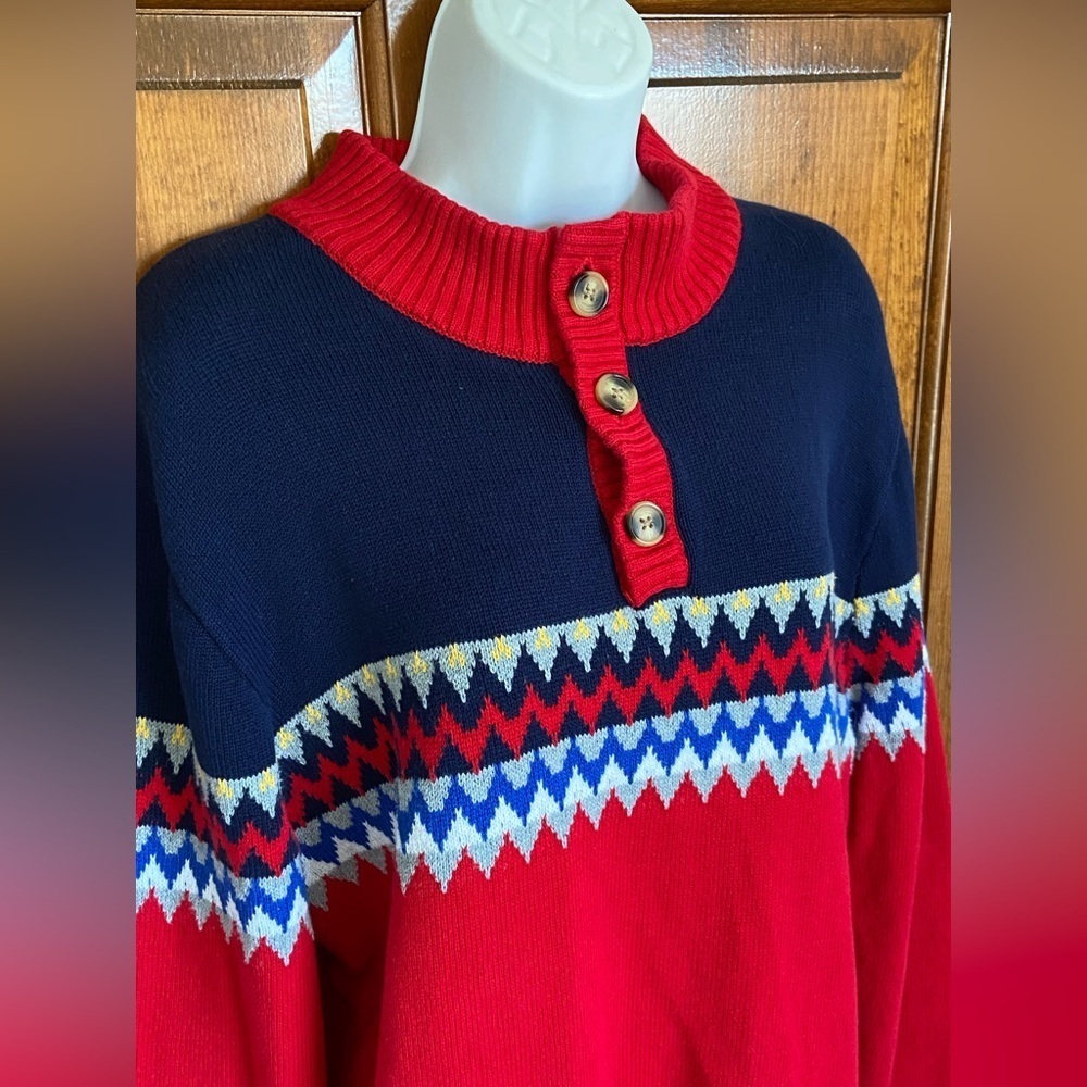 Club Room Mens Sophisticated Fair Isle Pullover Sweater tight knit Holiday XL - Picture 4 of 9